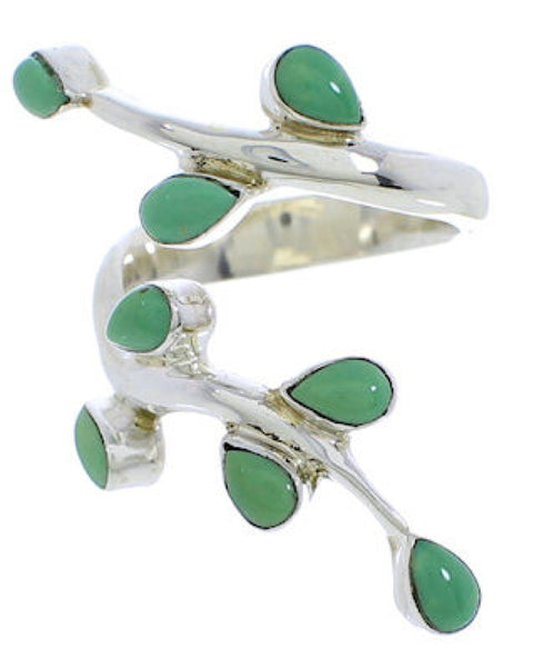 Turquoise Southwestern Sterling Silver Jewelry Ring Size 7-3/4 EX22828